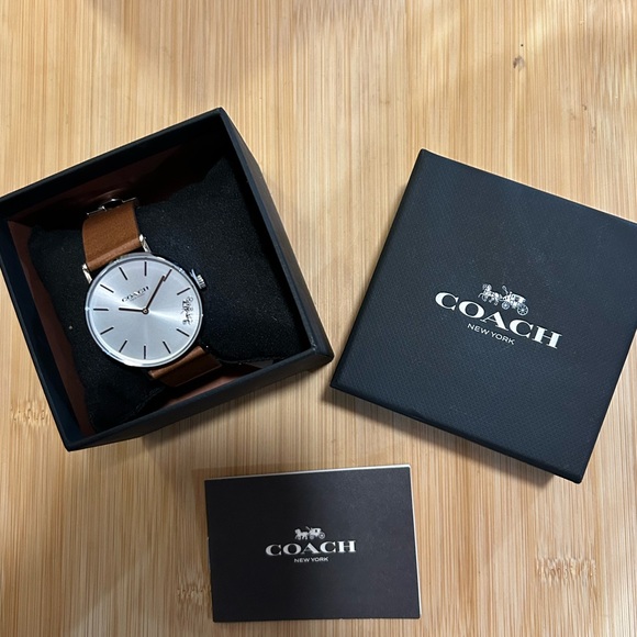 Coach Perry Watch With 36mm Silver Face & Brown Leather Band - Picture 7 of 7